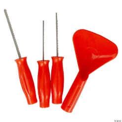 10" Orange And Blue Pumpkin Carving Kit With Stencils