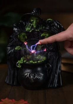 10-Inch Witches & Cauldron With Static Lighted Magic Ball Decoration -Halloween Night Deals Store 10 witches cauldron w static lighted magic ball alt 2
