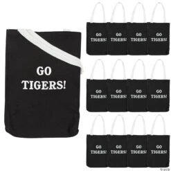 10" X 12" Personalized Medium Black Canvas Tote Bags - 12 Pc.