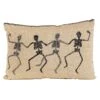 18-Inch Tan Rectangle Decorative Halloween Pillow With Beaded Skeletons