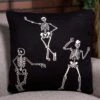 20-Inch Black & Cream Skeleton Cotton Knit Pillow