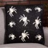 20-Inch Black & Cream Spider Cotton Knit Pillow
