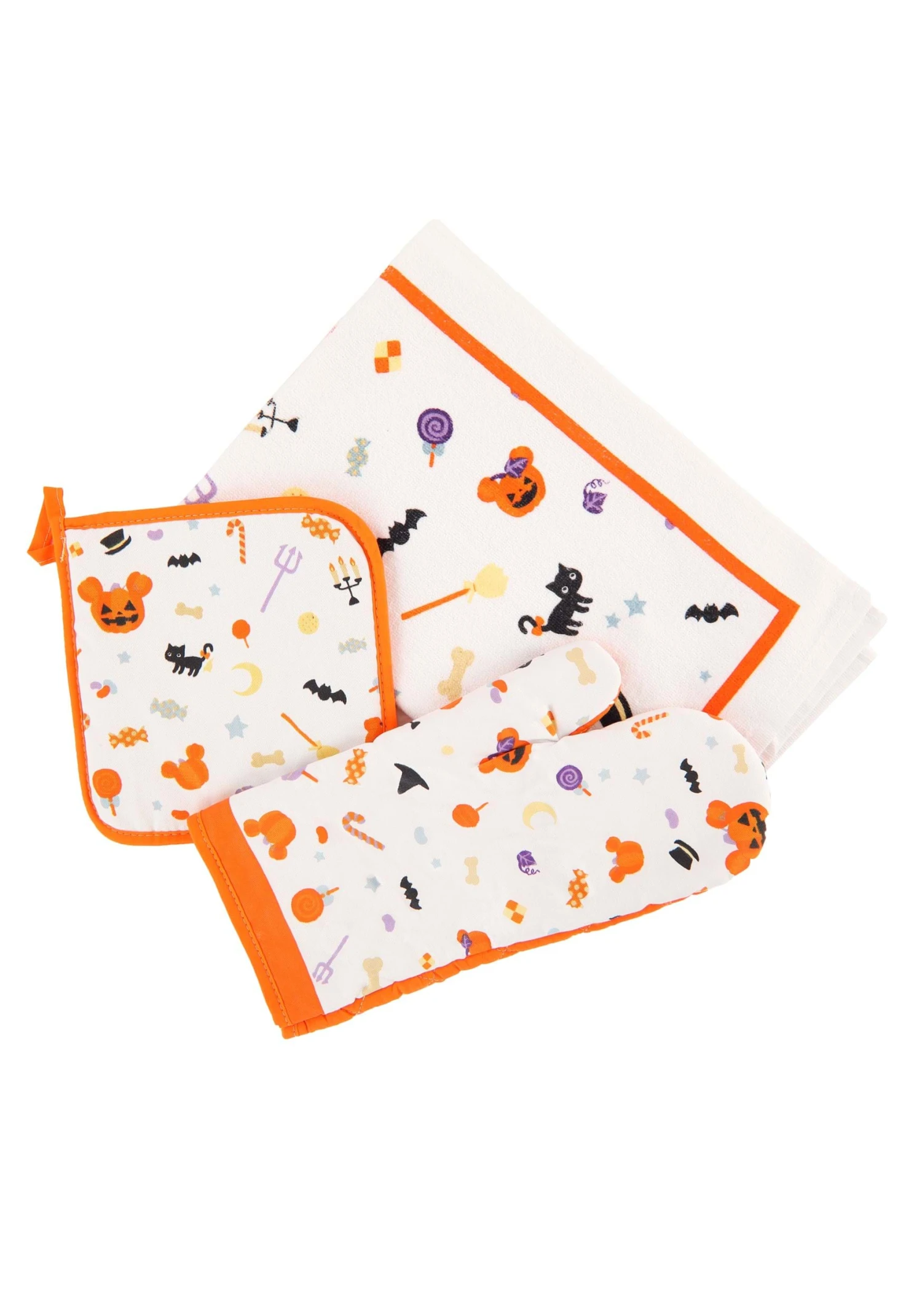 3 Piece Disney Mickey Halloween Treats Textile Kitchen Set 1 3 Piece Disney Mickey Halloween Treats Textile Kitchen Set