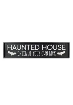 48 Inch Wood Halloween Haunted House Sign Decoration