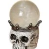 7.5" Lighted Spinning Smoky Water Globe Skull Decoration