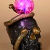 8" Skull & Snake W/ Static Lighted Magic Ball Decoration