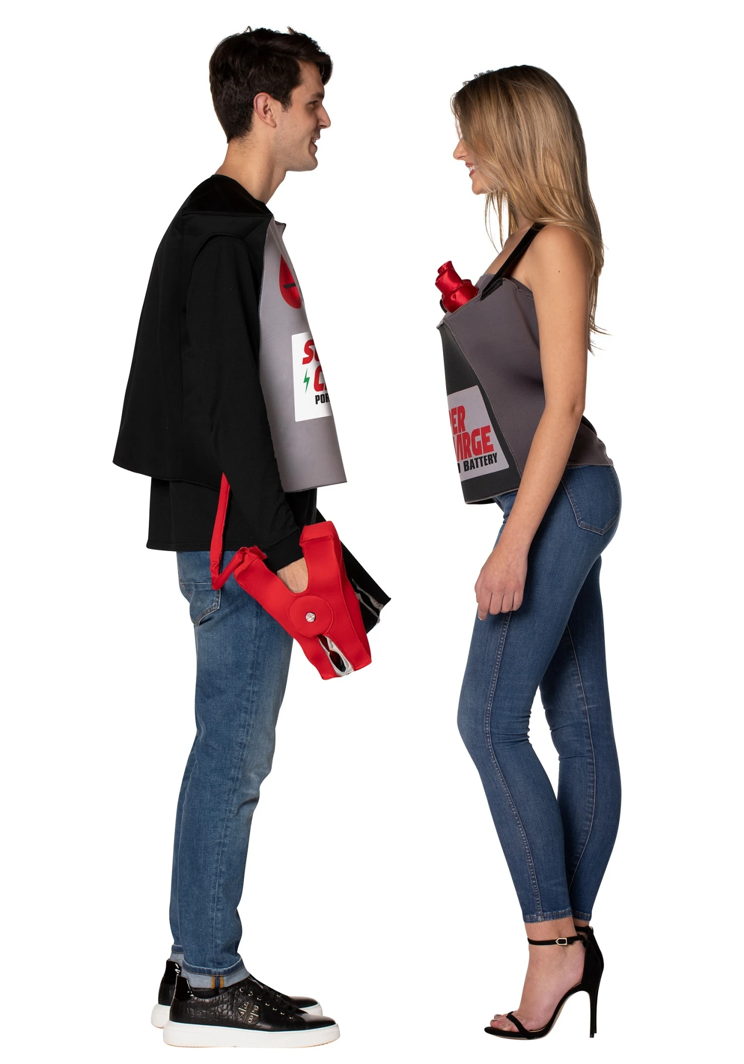 Adult Battery & Jumper Cables Couple's Costume 2 Adult Battery & Jumper Cables Couple's Costume - Image 2