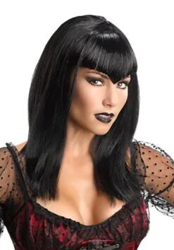 Black Glitter Vampire Adult Wig