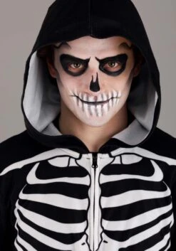 Cozy Skeleton Costume Onesie For Adults -Halloween Night Deals Store adult cozy skeleton onesie alt 3