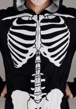Cozy Skeleton Costume Onesie For Adults -Halloween Night Deals Store adult cozy skeleton onesie alt 4