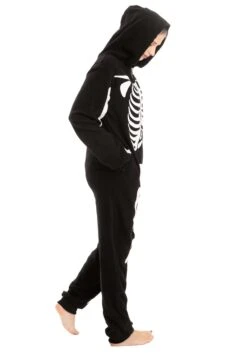 Adult Skeleton Hooded Onesie 13 Adult Skeleton Hooded Onesie -Halloween Night Deals Store adult onesies hooded skeleton alt 2