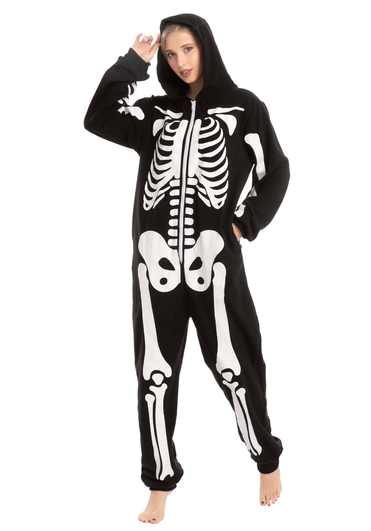Adult Skeleton Hooded Onesie 5 Adult Skeleton Hooded Onesie - Image 5
