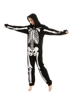 Adult Skeleton Hooded Onesie 16 Adult Skeleton Hooded Onesie -Halloween Night Deals Store adult onesies hooded skeleton alt 5
