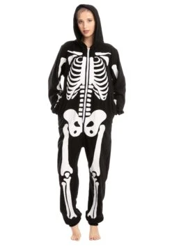 Adult Skeleton Hooded Onesie 17 Adult Skeleton Hooded Onesie -Halloween Night Deals Store adult onesies hooded skeleton alt 6
