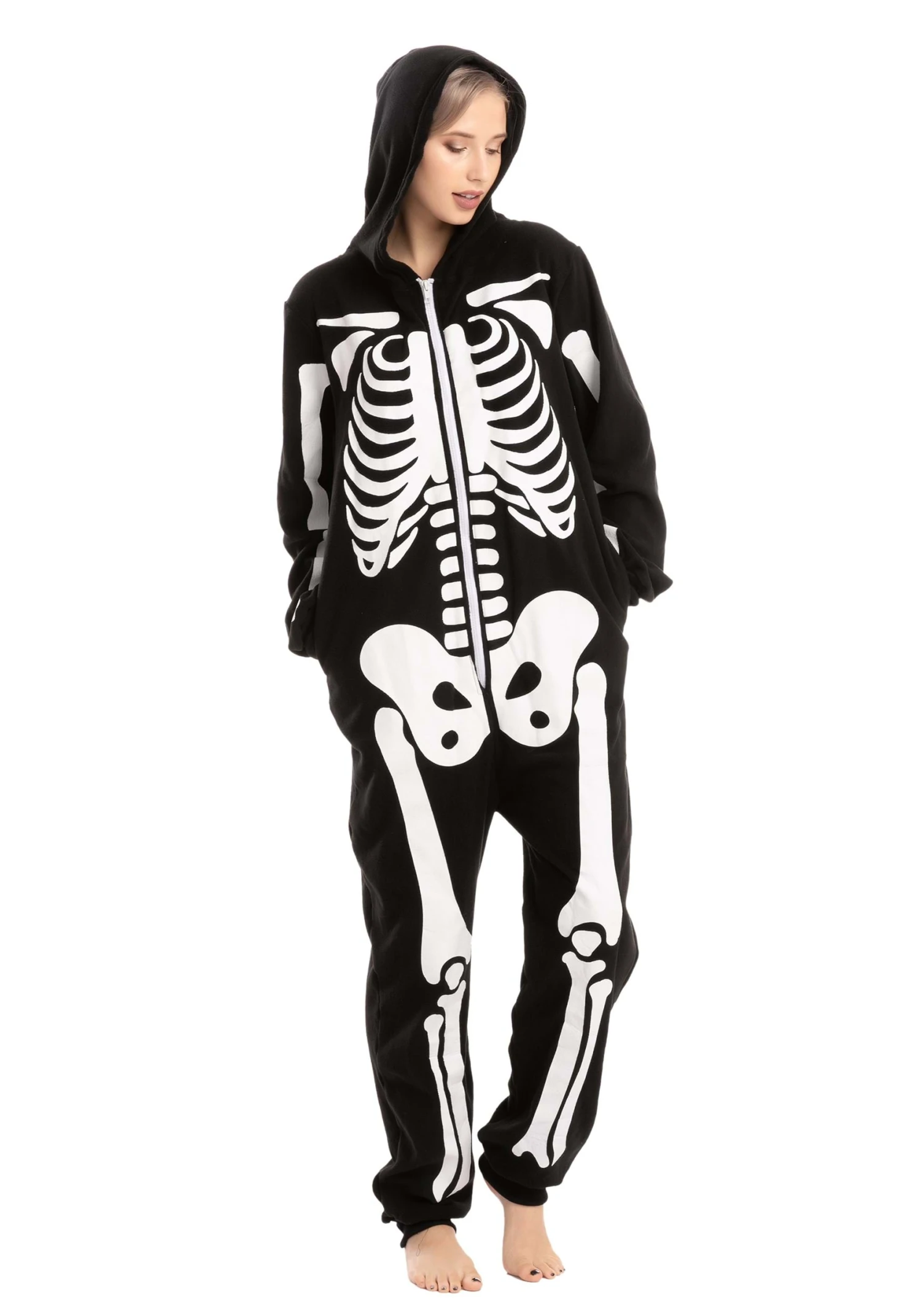 Adult Skeleton Hooded Onesie 1 Adult Skeleton Hooded Onesie