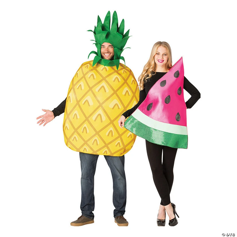 Adult Pineapple And Watermelon Couple Costumes 1 Adult Pineapple And Watermelon Couple Costumes