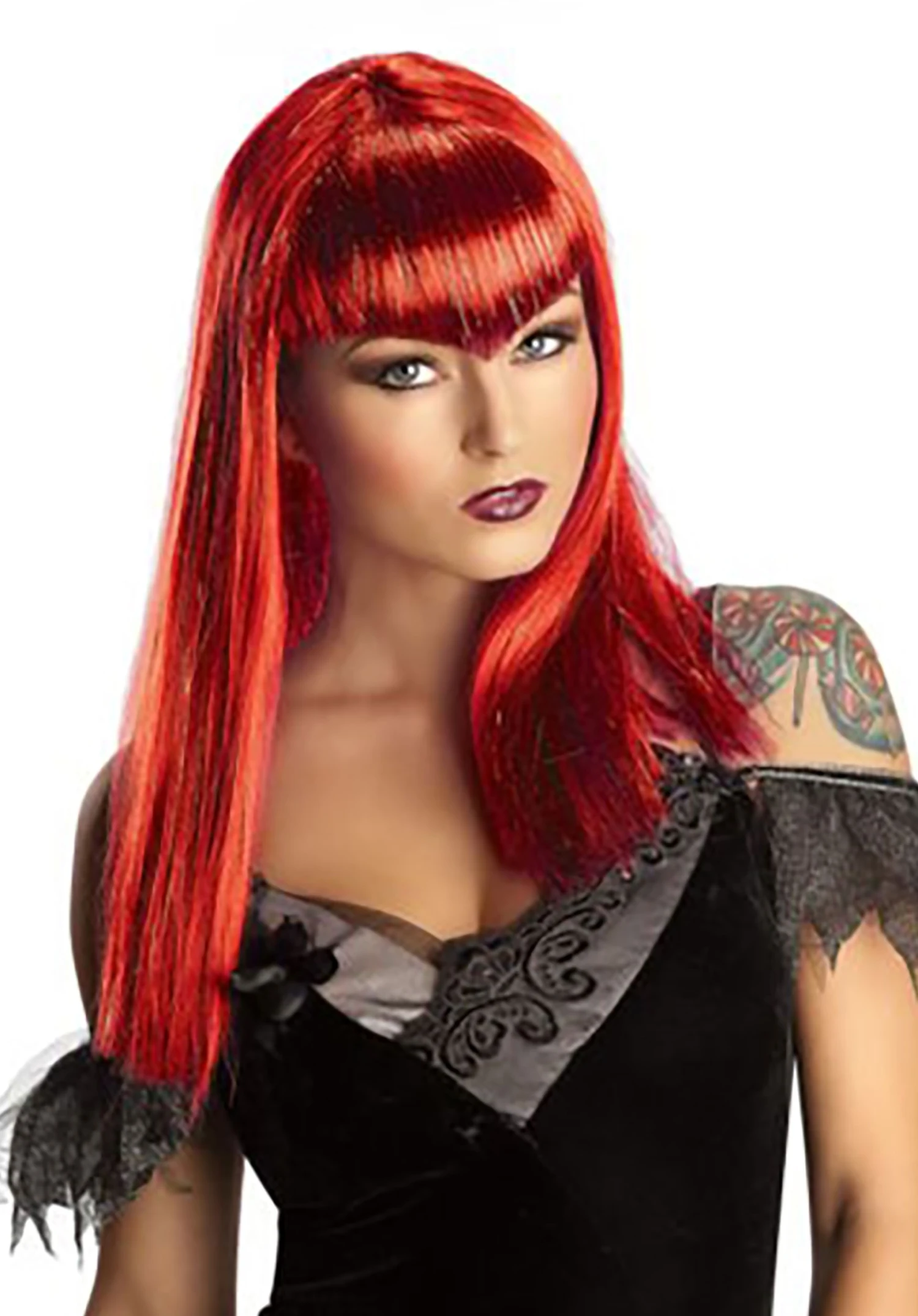 Red Glitter Adult Vampire Wig 1 Red Glitter Adult Vampire Wig