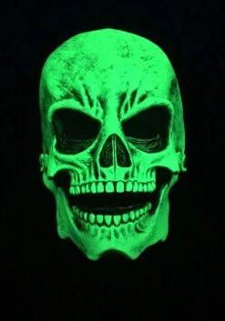 UV Green Glow Skull Mask For Adults -Halloween Night Deals Store adult uv green glow skull mask alt 1
