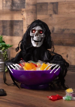 Animated Candy Bowl With Shaking Grim Reaper Decoration