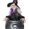 Animated Witch In Cauldron Decor