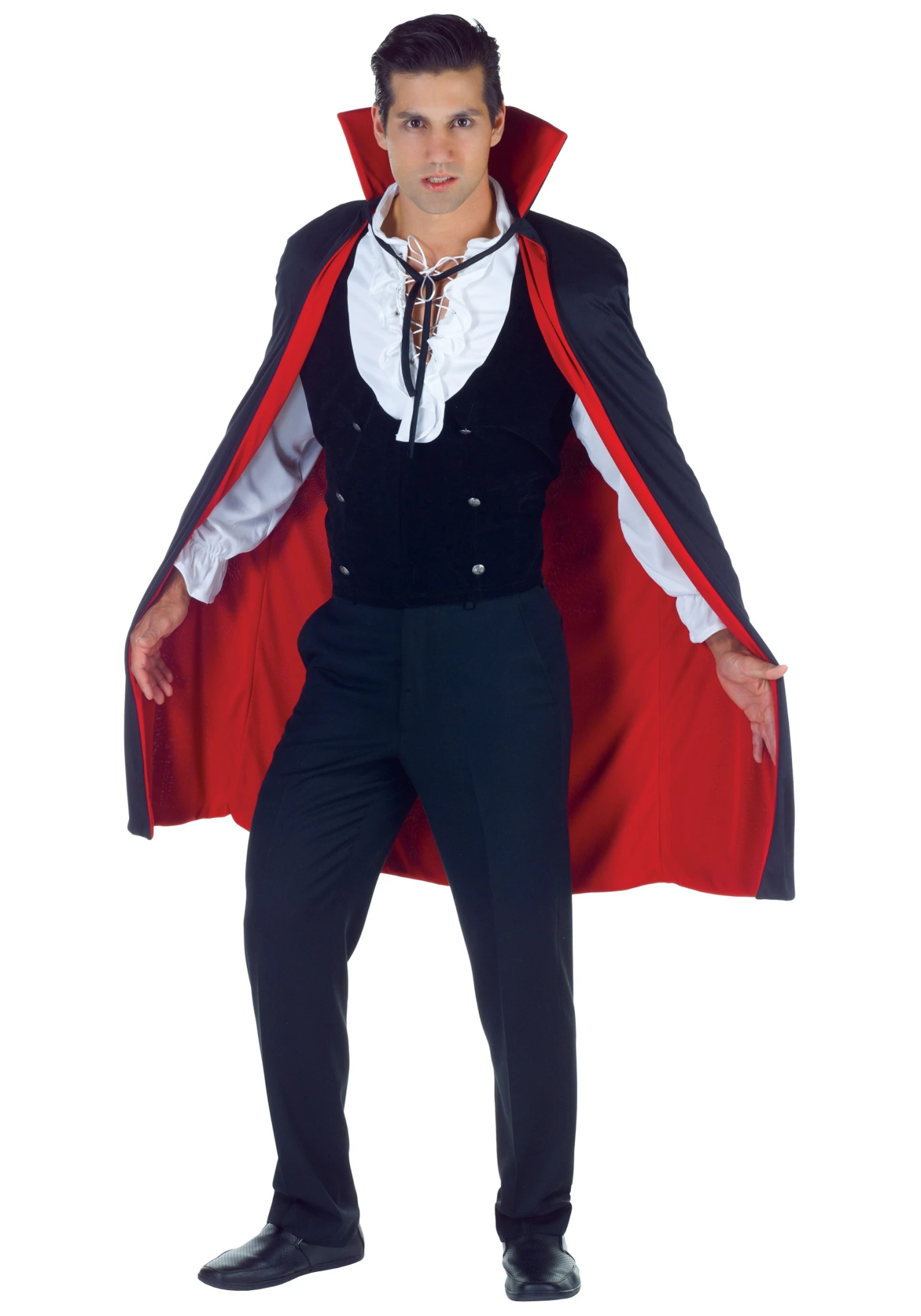 Adult High Collar Black And Red Vampire Cape 1 Adult High Collar Black And Red Vampire Cape