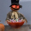 Animated Candy Bowl With Light Up Pumpkin Scarecrow Decoration