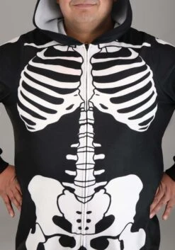Plus Size Cozy Skeleton Adult Costume Onesie 7 Plus Size Cozy Skeleton Adult Costume Onesie -Halloween Night Deals Store cozy skeleton onesie alt 3