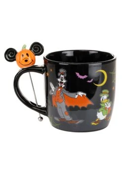 Happy Halloween Black Stirrer Mickey Disney Mug -Halloween Night Deals Store disney mickey happy halloween black stirrer mug alt 1