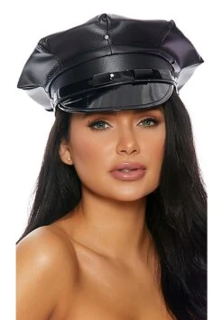 Forplay Faux Leather Cop Costume Hat For Adults