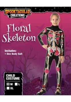 Floral Skeleton Costume For Girls -Halloween Night Deals Store girls floral skeleton costume alt 6