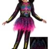Neon Skeleton Costume Dress For Girls