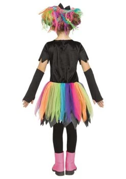 Fun World Girls Rainbow Foil Skele-Girl Costume 3 Fun World Girls Rainbow Foil Skele-Girl Costume -Halloween Night Deals Store girls rainbow foil skele girl costume alt 1