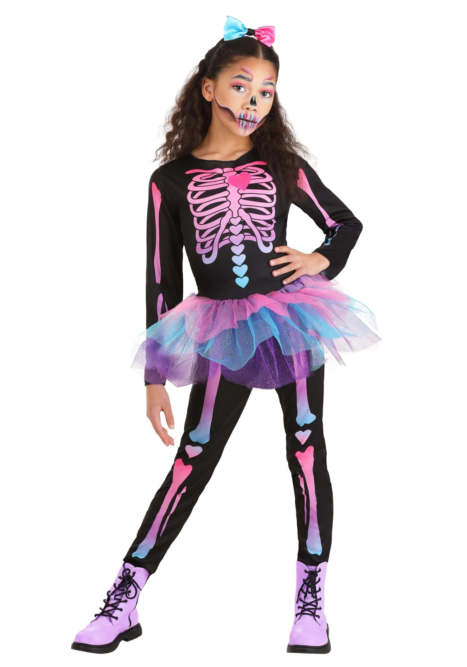 Rainbow Skeleton Girls Costume 1 Rainbow Skeleton Girls Costume
