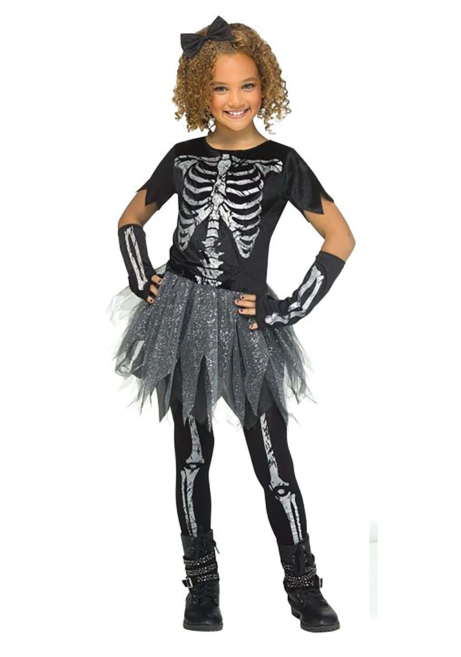 Fun World Girls Silver Skele-Girl Costume 1 Fun World Girls Silver Skele-Girl Costume
