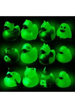 Pack Of 12 Glow In The Dark Halloween Rubber Duckies -Halloween Night Deals Store halloweem rubber duckies glow in the dark 12 pack alt 2