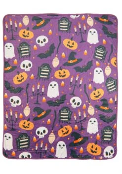 Halloween Mischief Comfy Throw Blanket -Halloween Night Deals Store halloween mischief throw blanket alt 2
