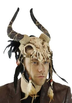 Horned Skull Mask For Adults -Halloween Night Deals Store horned skull mask alt 2