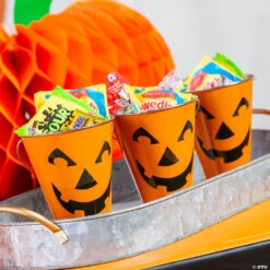 Jack-O'-Lantern Galvanized Pails - 12 Pc. -Halloween Night Deals Store jack o lantern galvanized pails 12 pc 13846819 a02