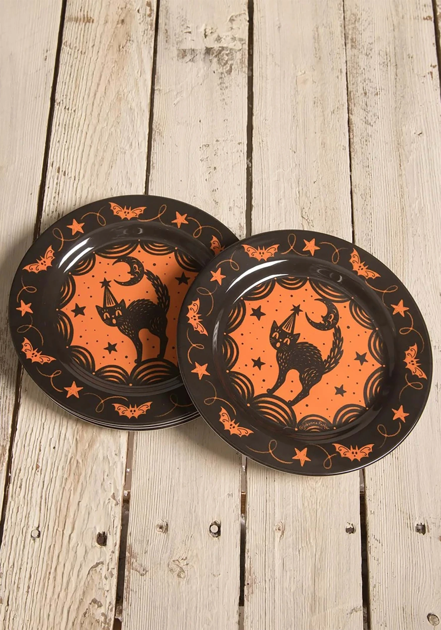 Halloween Scaredy Cat Decorative Plate Set By Johanna Parker 1 Halloween Scaredy Cat Decorative Plate Set By Johanna Parker