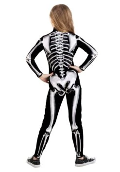 Metallic Silver Skeleton Costume For Kids -Halloween Night Deals Store kids metallic silver skeleton costume alt 1