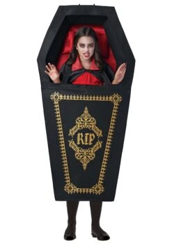 Vampire Casket Costume For Kids -Halloween Night Deals Store kids vampire casket costume alt 1