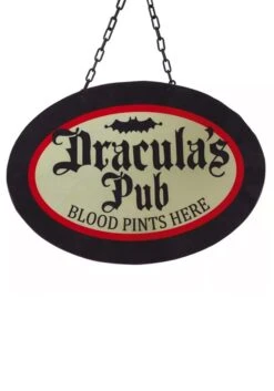Light Up Hanging Dracula's Pub Sign Decoration -Halloween Night Deals Store light up draculas pub sign alt 1