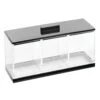 MDesign Cosmetic Divided Organizer Canister Box, 3 Sections And Lid, Clear/Black