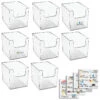 MDesign Open Front Plastic Toy Storage Organizer Bin, 24 Labels - 8 Pack - Clear