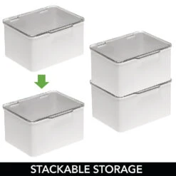 MDesign Stackable Plastic Craft, Sewing Storage Box, 2 Pack + 32 Labels - Gray 7 MDesign Stackable Plastic Craft, Sewing Storage Box, 2 Pack + 32 Labels - Gray -Halloween Night Deals Store mdesign stackable plastic craft sewing storage box 2 pack 32 labels gray14238540 a03NOWA