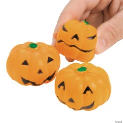 Mini Squeeze Jack-O’-Lantern Stress Toys - 24 Pc.