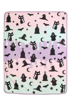 Pastel Halloween Throw Blanket -Halloween Night Deals Store pastel halloween throw blanket alt 2