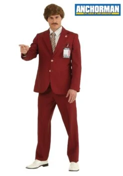 Men's Plus Size Authentic Ron Burgundy Suit Costume