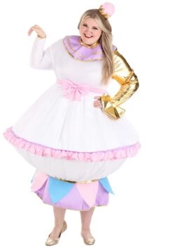 Mrs. Potts Costume For Plus Size Women From Disney's Beauty And The Beast -Halloween Night Deals Store plus size beauty and the beast mrs potts costume alt 2