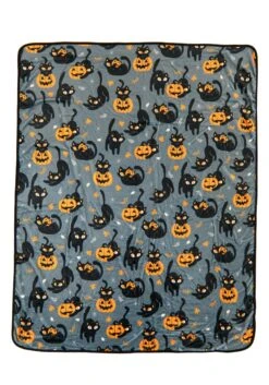 Quirky Black Kitty Comfy Throw Blanket -Halloween Night Deals Store quirky kitty throw blanket alt 2